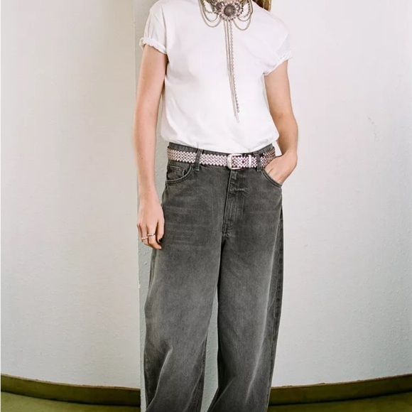 ZARA High Rise Wide Leg Jeans – Size 8 (USA) / 40 (EUR) – Gray Washed Denim - Picture 2 of 7